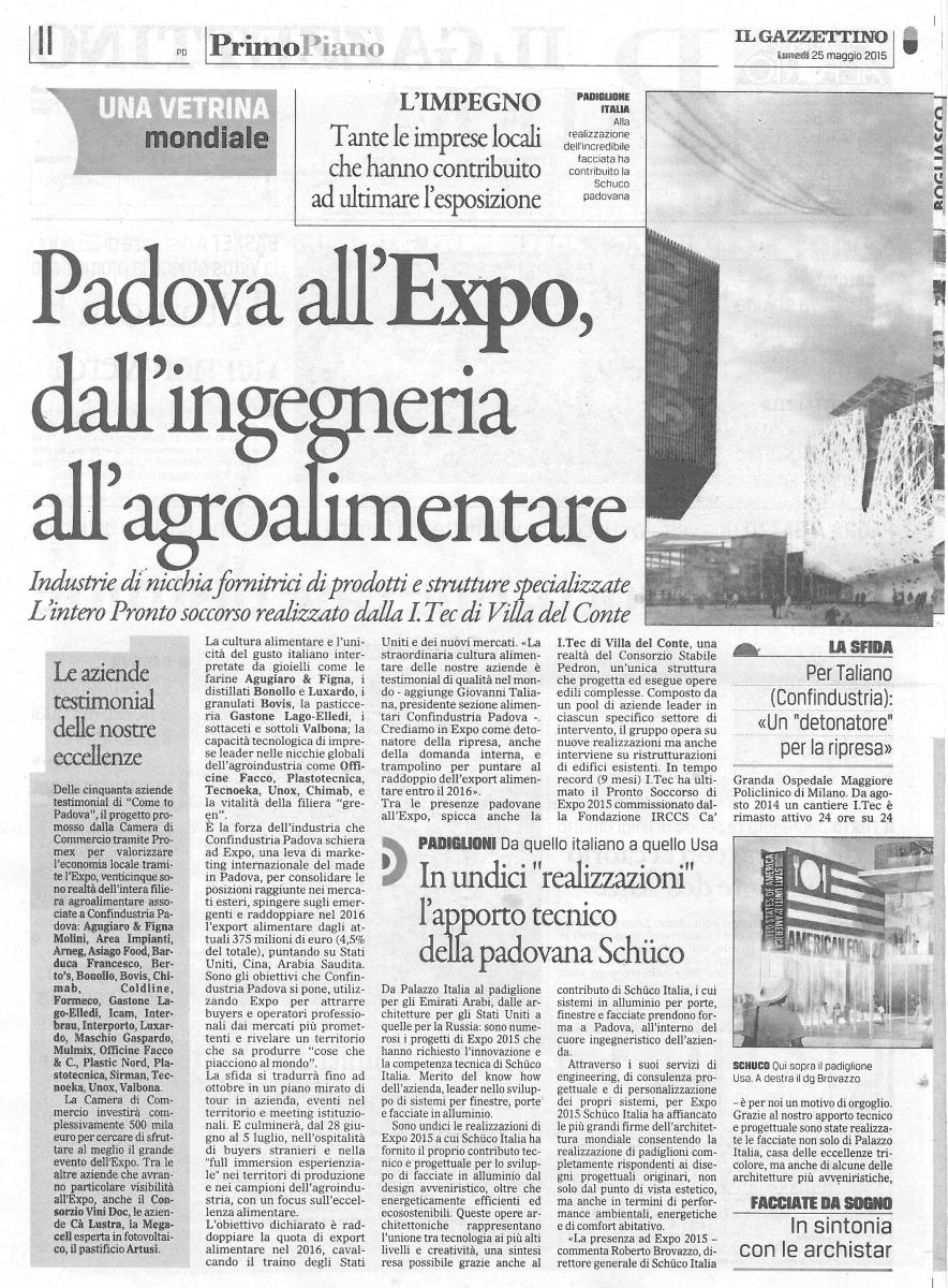 Padova all'EXPO2015 - IL GAZZETTINO